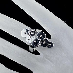 JR8226  Bulgari Cicladi spinning Cluster Disc 18K White Cocktail Ring 13g